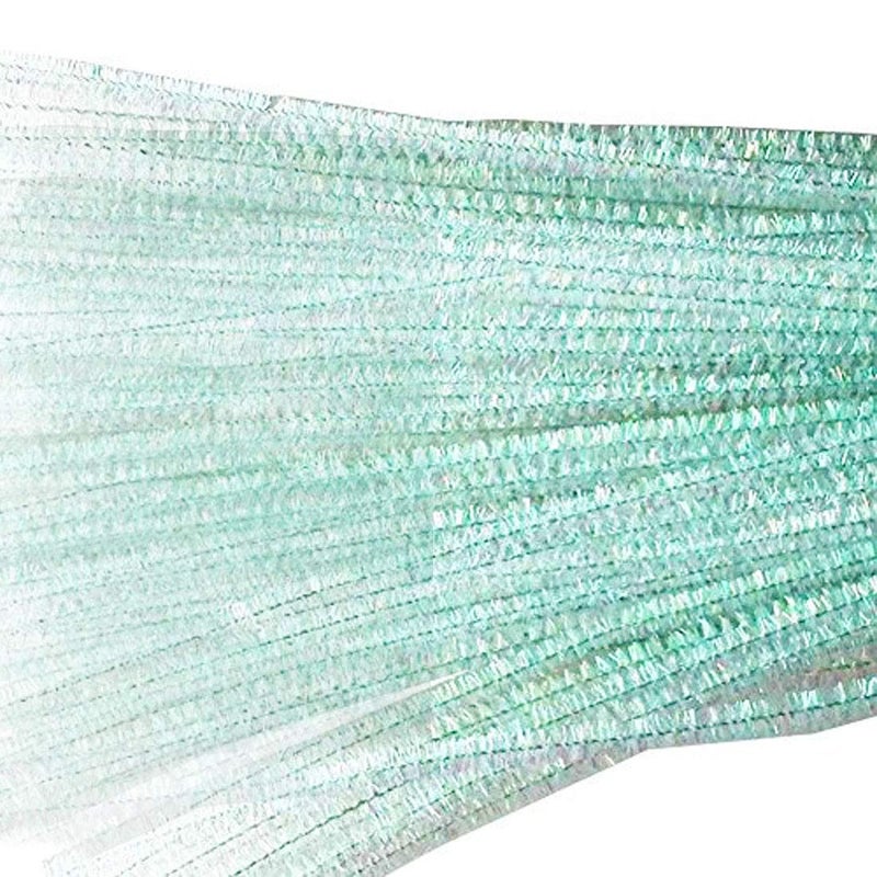 Carykon Iridescent Sparkly Tinsel Creative Arts Stems 6 mm x 12 Inch, Pack of 200 (Colorful White) - Image 3